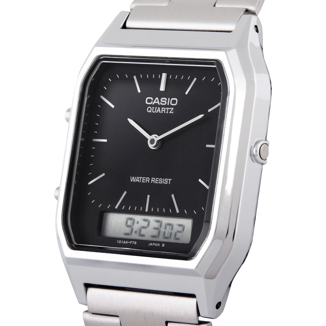 Casio Classic Silver Steel Analogue-Digital Unisex Watch - AQ230A-1D - Image 3