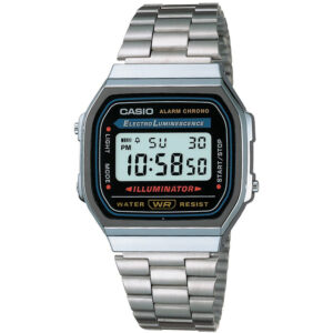 Casio Retro Alarm Stainless Steel Men's Digital Watch - A168WA-1W