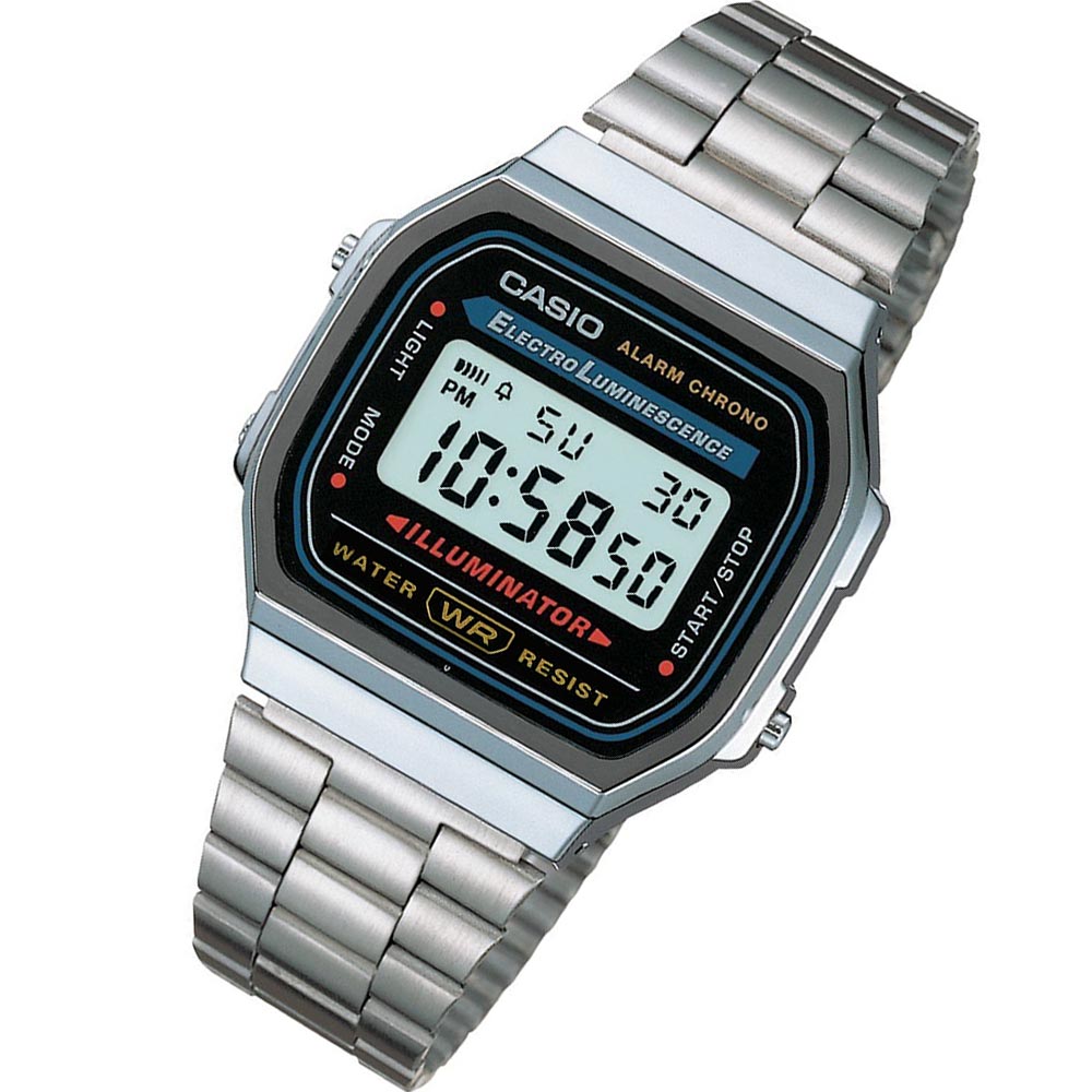 Casio Retro Alarm Stainless Steel Men's Digital Watch - A168WA-1W - Image 2