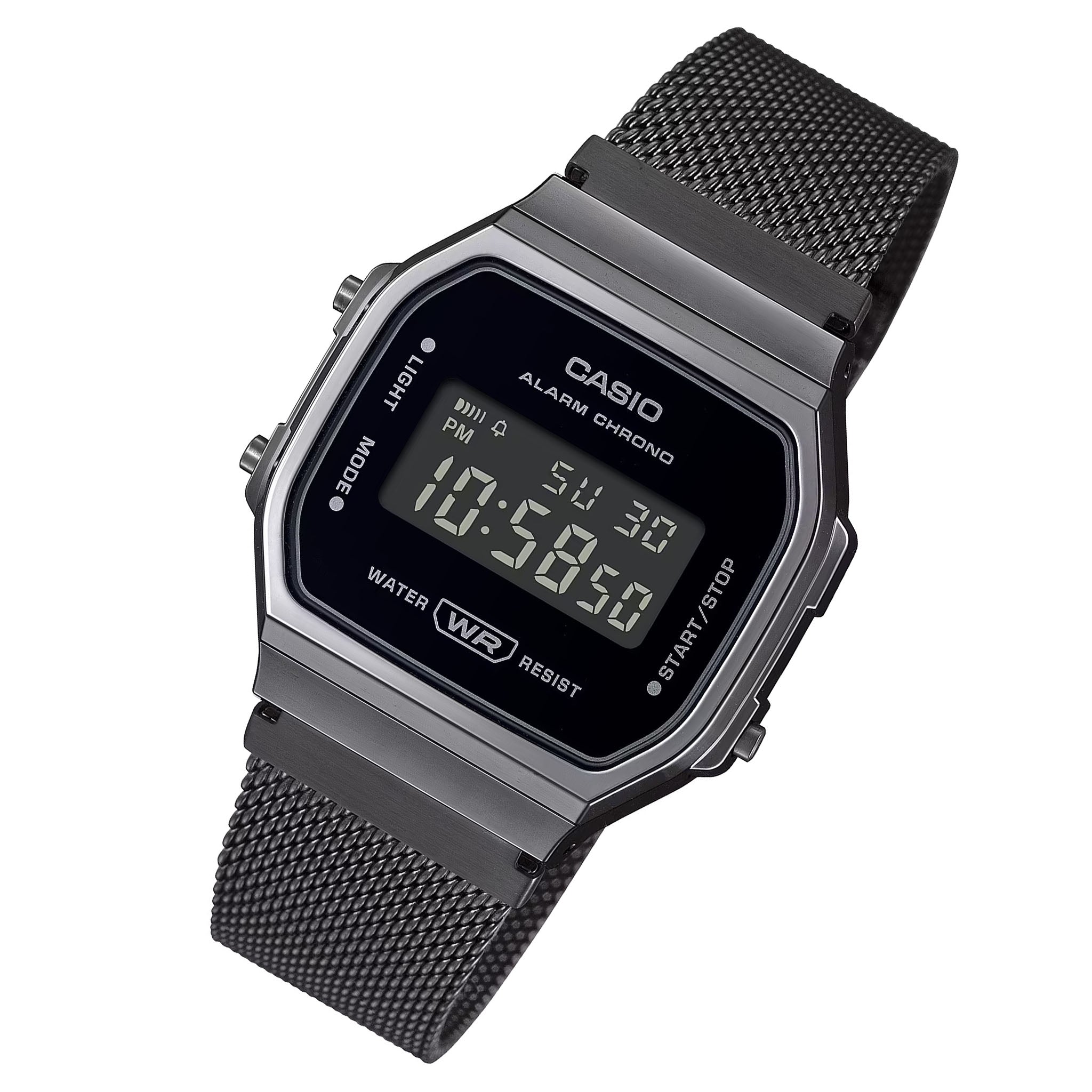 Casio Vintage Grey Steel Mesh Digital Women's Watch - A168WEMB-1B - Image 2