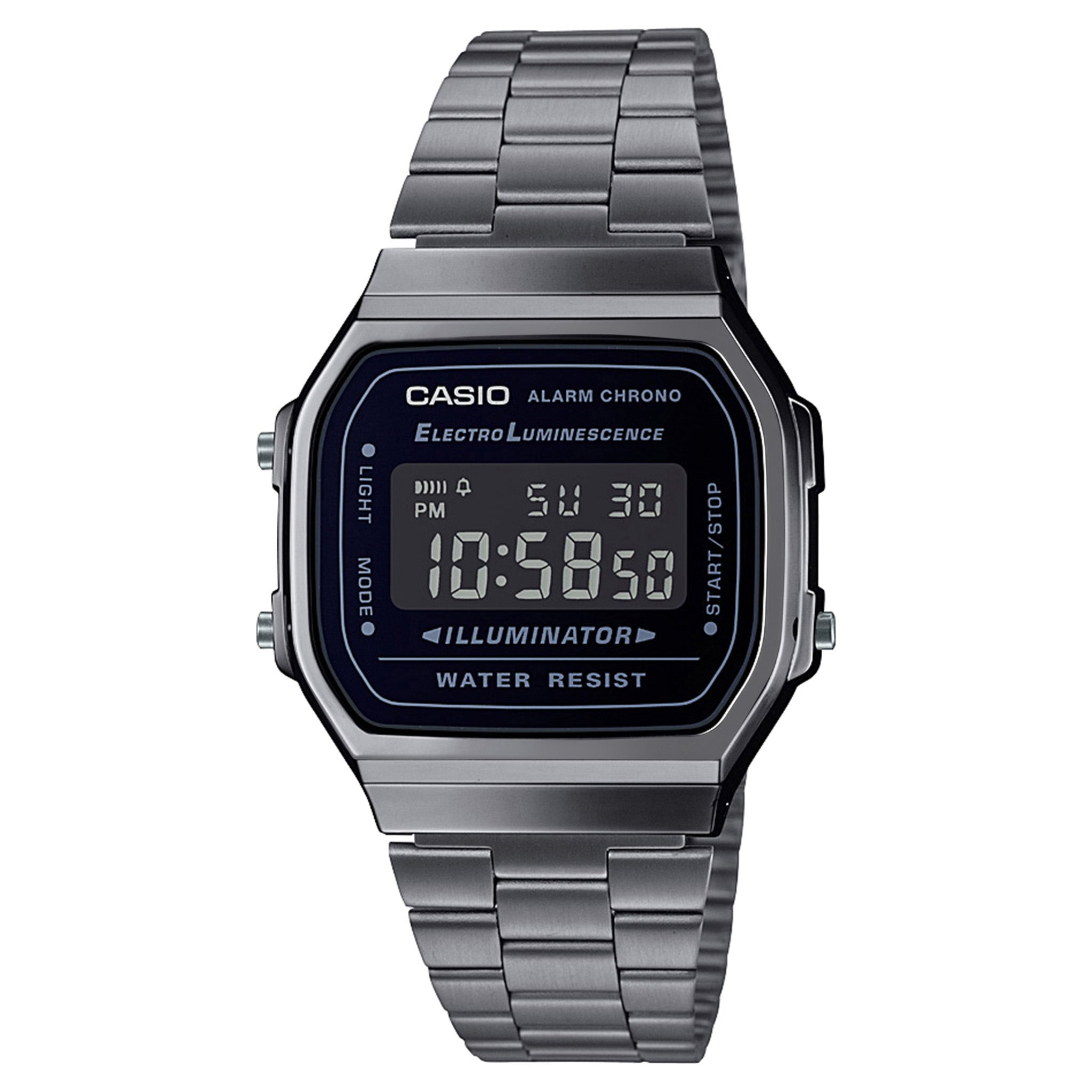 Casio Vintage Stainless Steel Black Dial Digital Unisex Watch - A168WGG-1B