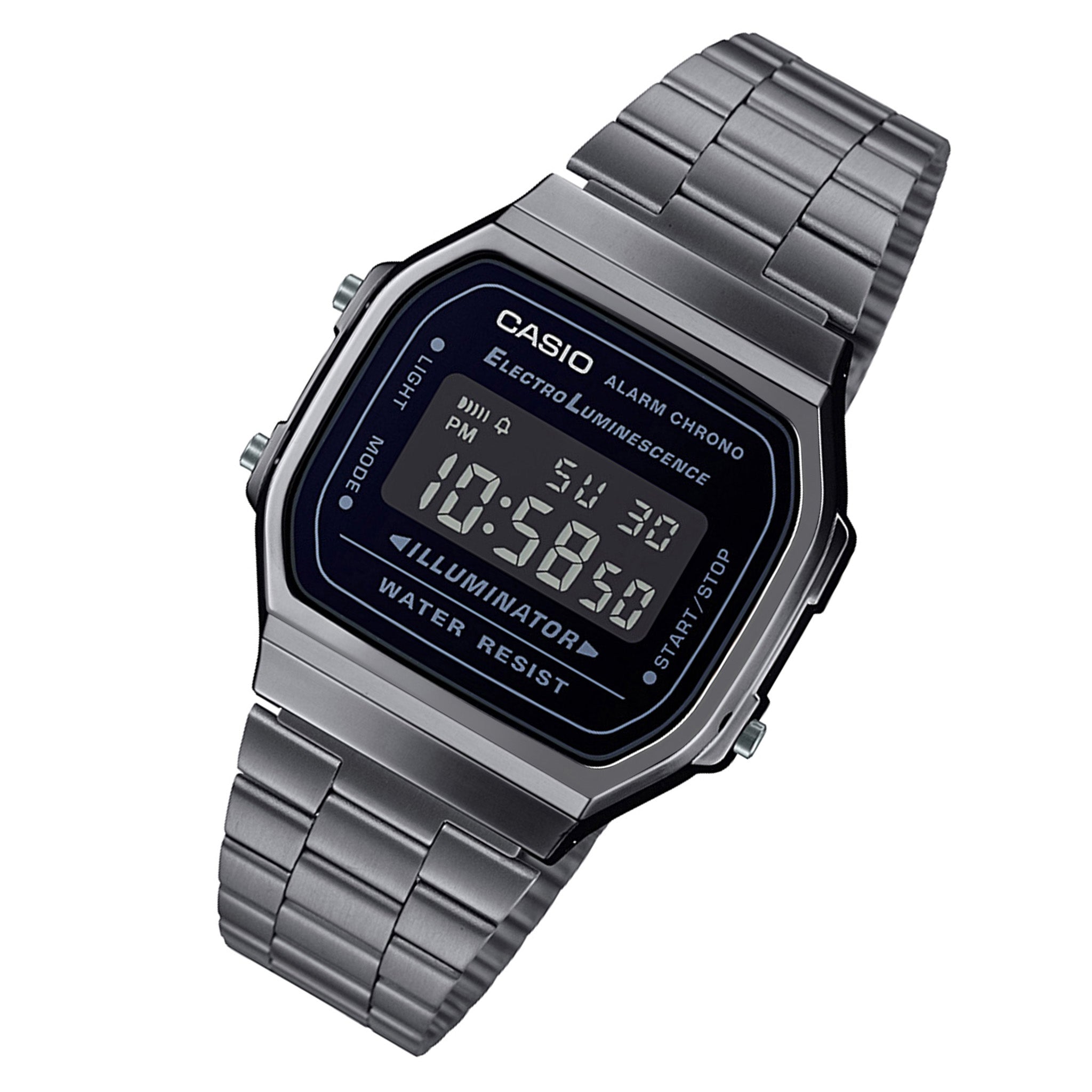 Casio Vintage Stainless Steel Black Dial Digital Unisex Watch - A168WGG-1B - Image 2
