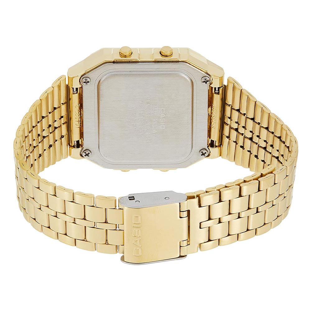 Casio Classic 34mm World Time Gold Steel Digital Men's Watch - A500WGA-1D - Image 4