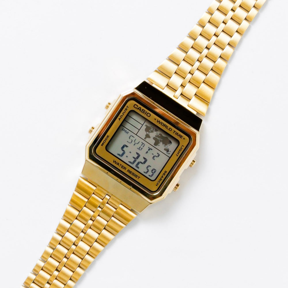 Casio Retro Gold Steel Digital Dial Unisex Watch - A500WGA-9D - Image 4
