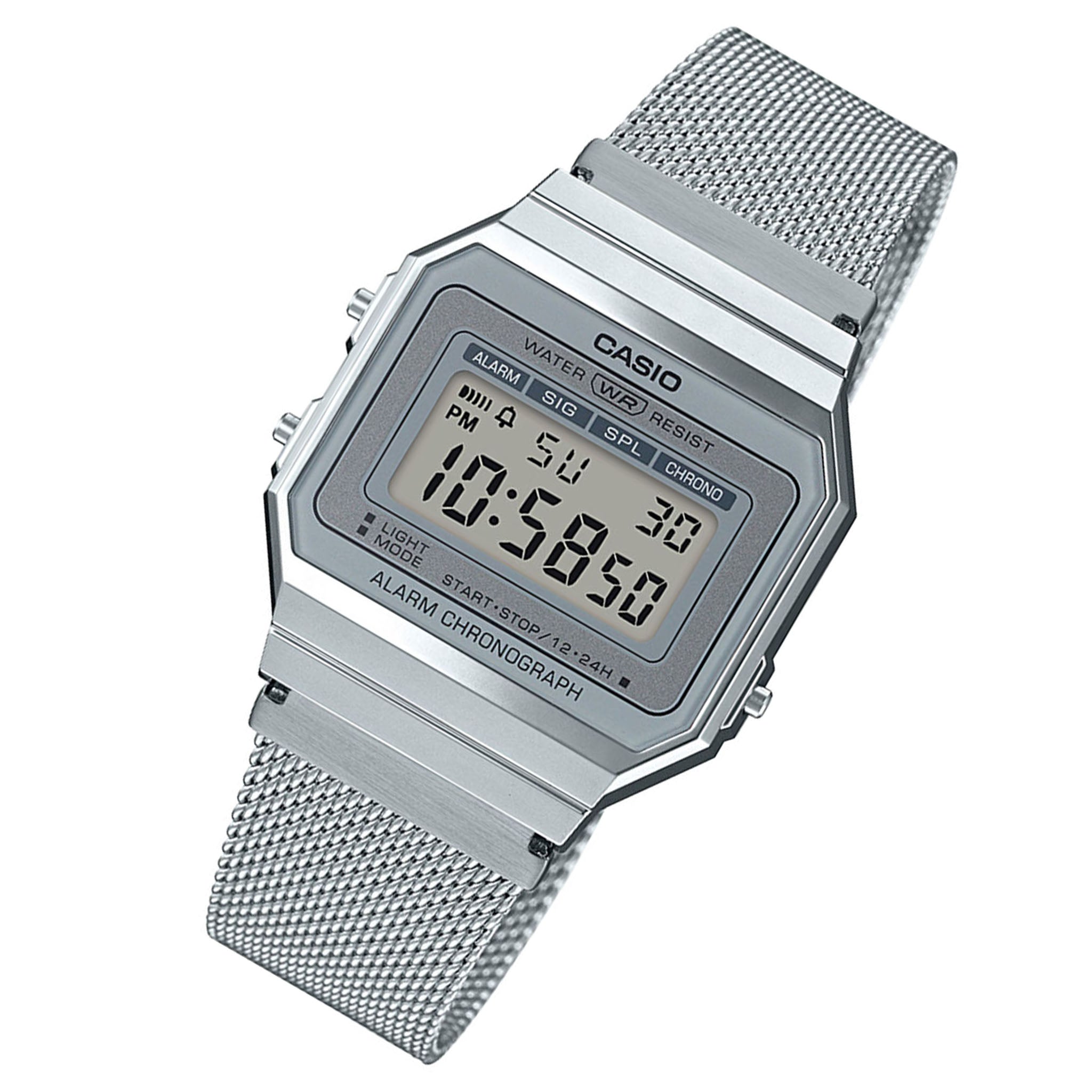 Casio Vintage Silver-Tone Steel Mesh Digital Women's Watch - A700WM-7A - Image 2
