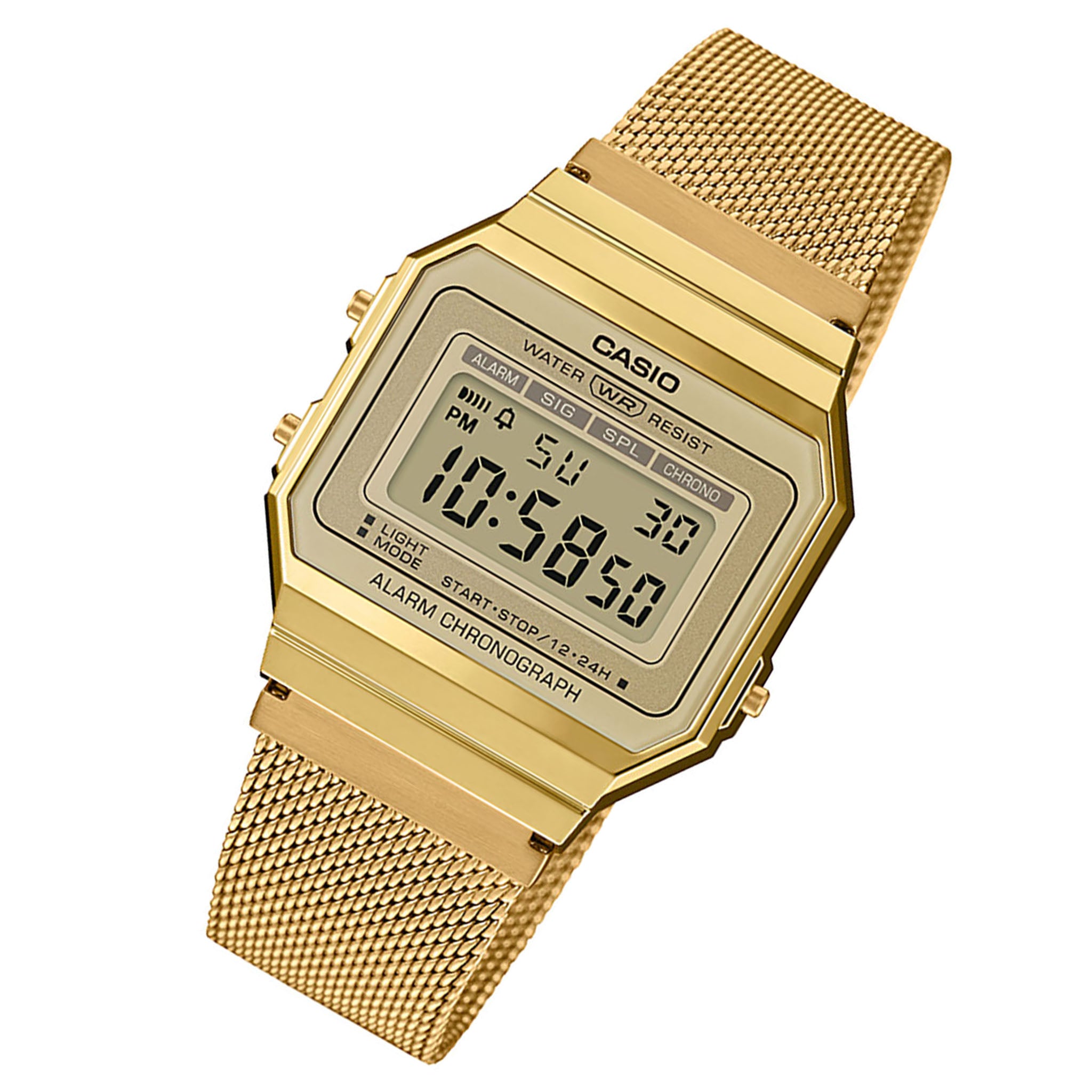 Casio Vintage Gold-Tone Steel Mesh Digital Women's Watch - A700WMG-9A - Image 2