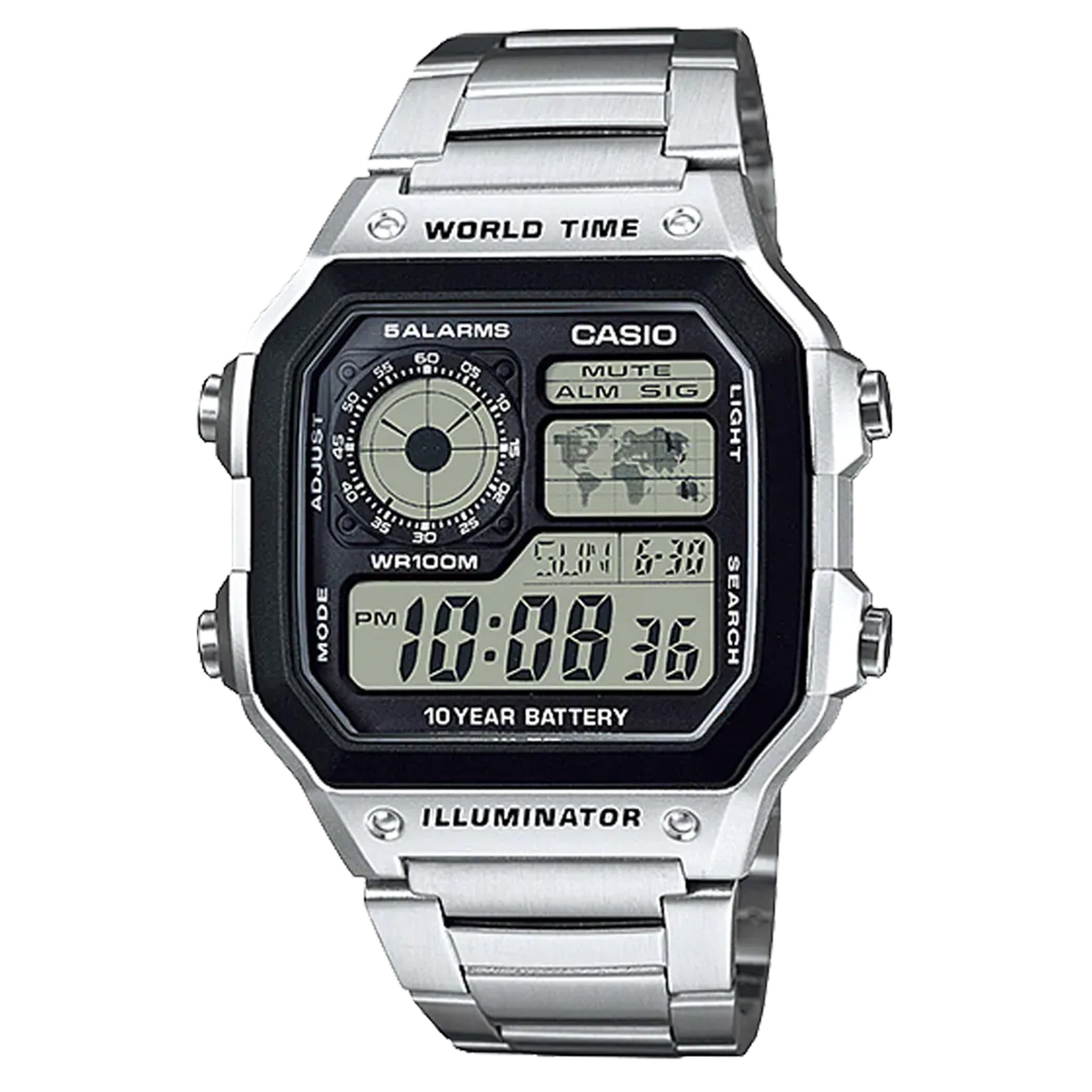 Casio Vintage Stainless Steel Black Dial Digital Men's Watch - AE1200WHD-1A