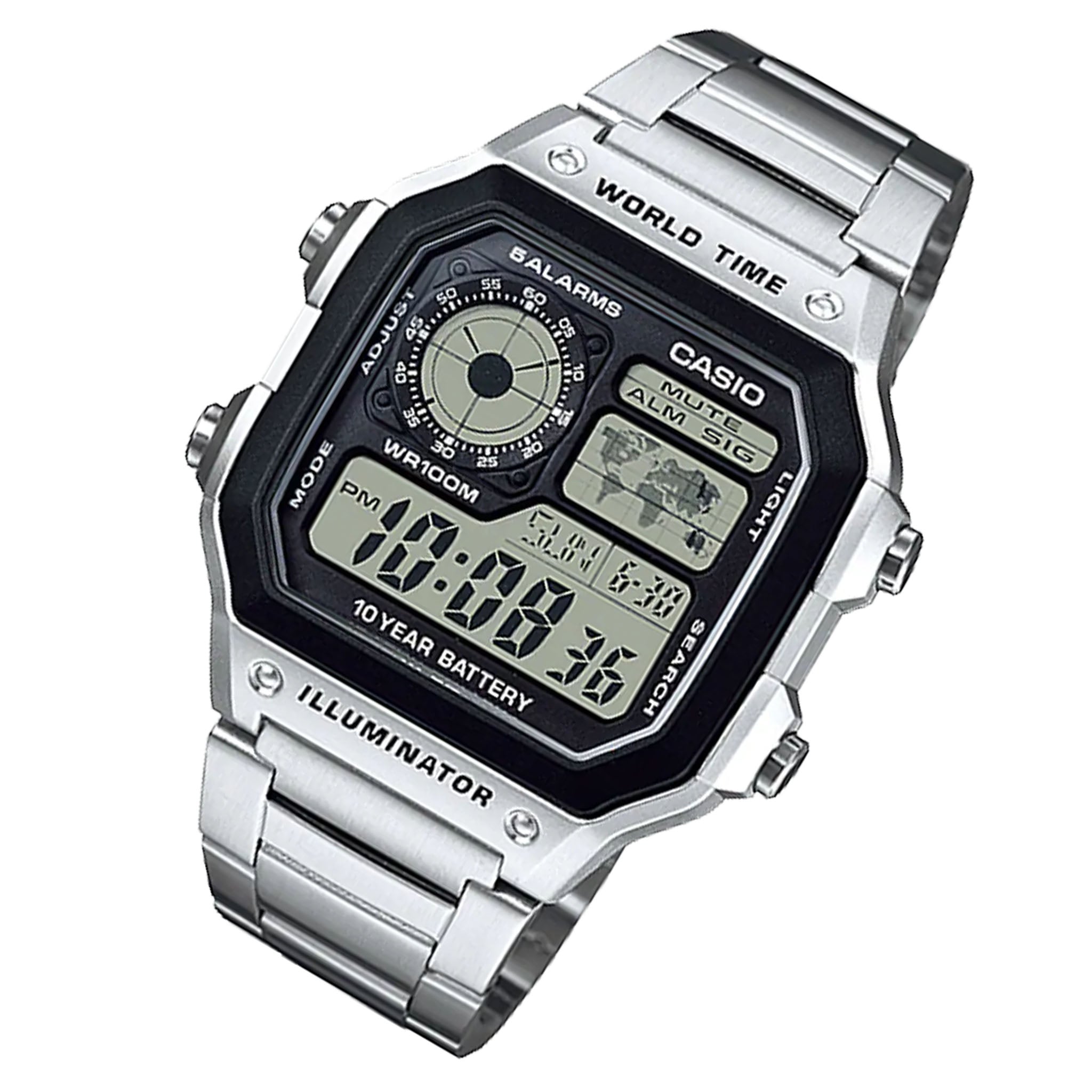Casio Vintage Stainless Steel Black Dial Digital Men's Watch - AE1200WHD-1A - Image 2