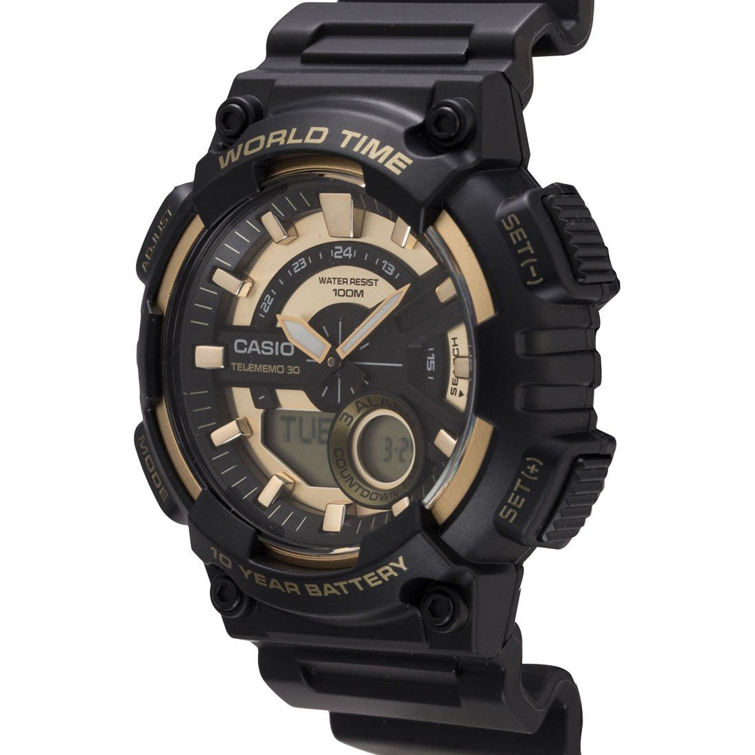Casio World Time Black Resin Analogue-Digital Men's Watch - AEQ110BW-9A - Image 3