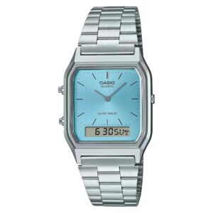 Casio Stainless Steel Blue Dial Digital-Analogue Women's Watch - AQ230A-2A1