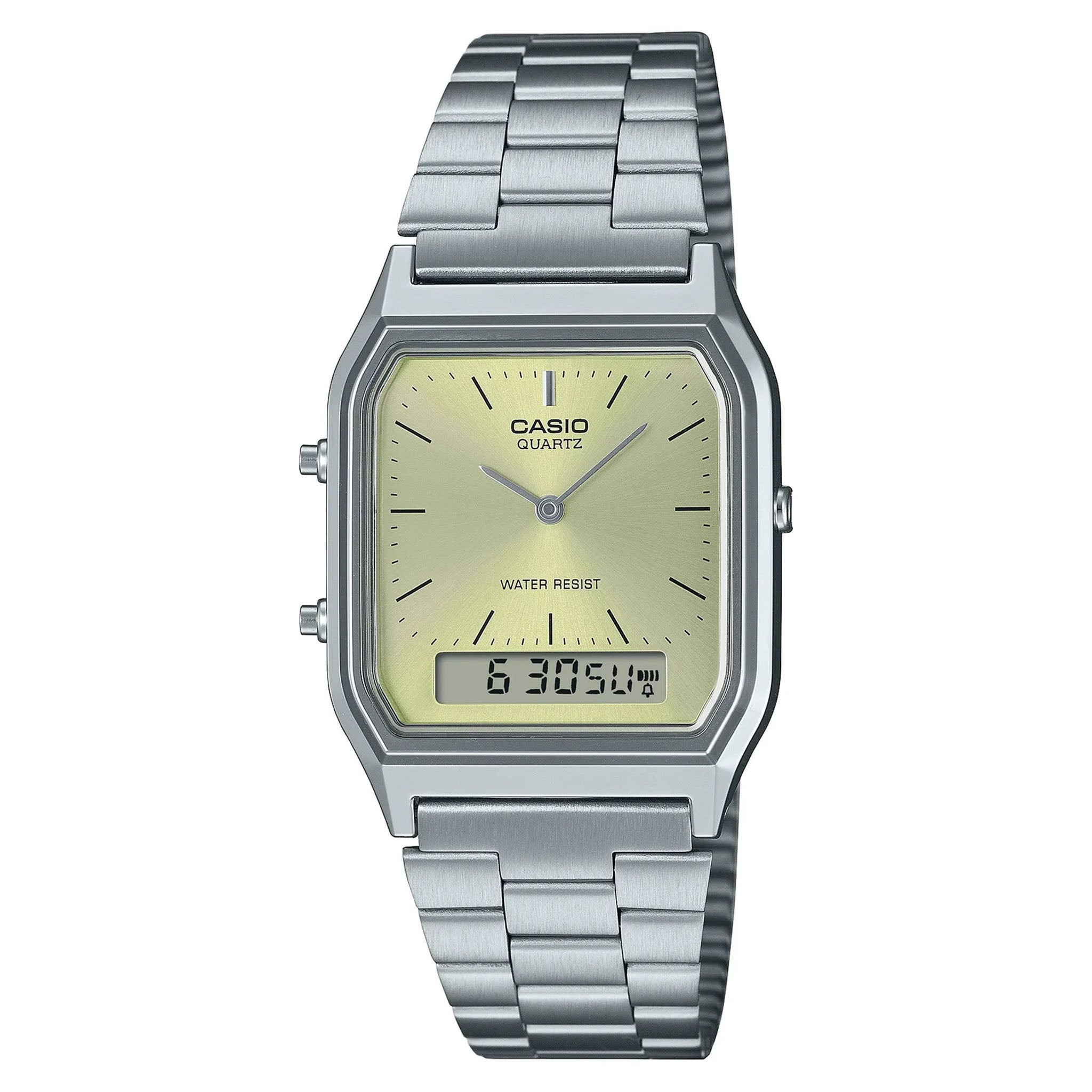 Casio Stainless Steel Gold Dial Digital-Analogue Women's Watch - AQ230A-9A