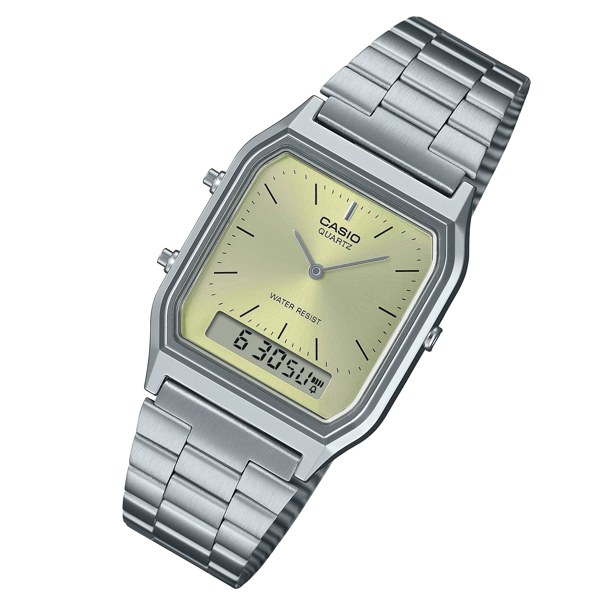 Casio Stainless Steel Gold Dial Digital-Analogue Women's Watch - AQ230A-9A - Image 2