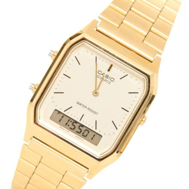Casio Classic Gold Steel Analogue-Digital Unisex Watch - AQ230GA-9DS - Image 2