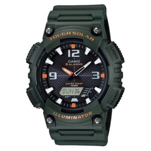 Casio Army Green Resin Black Dial Digital-Analogue Men's Solar Watch - AQS810W-3A