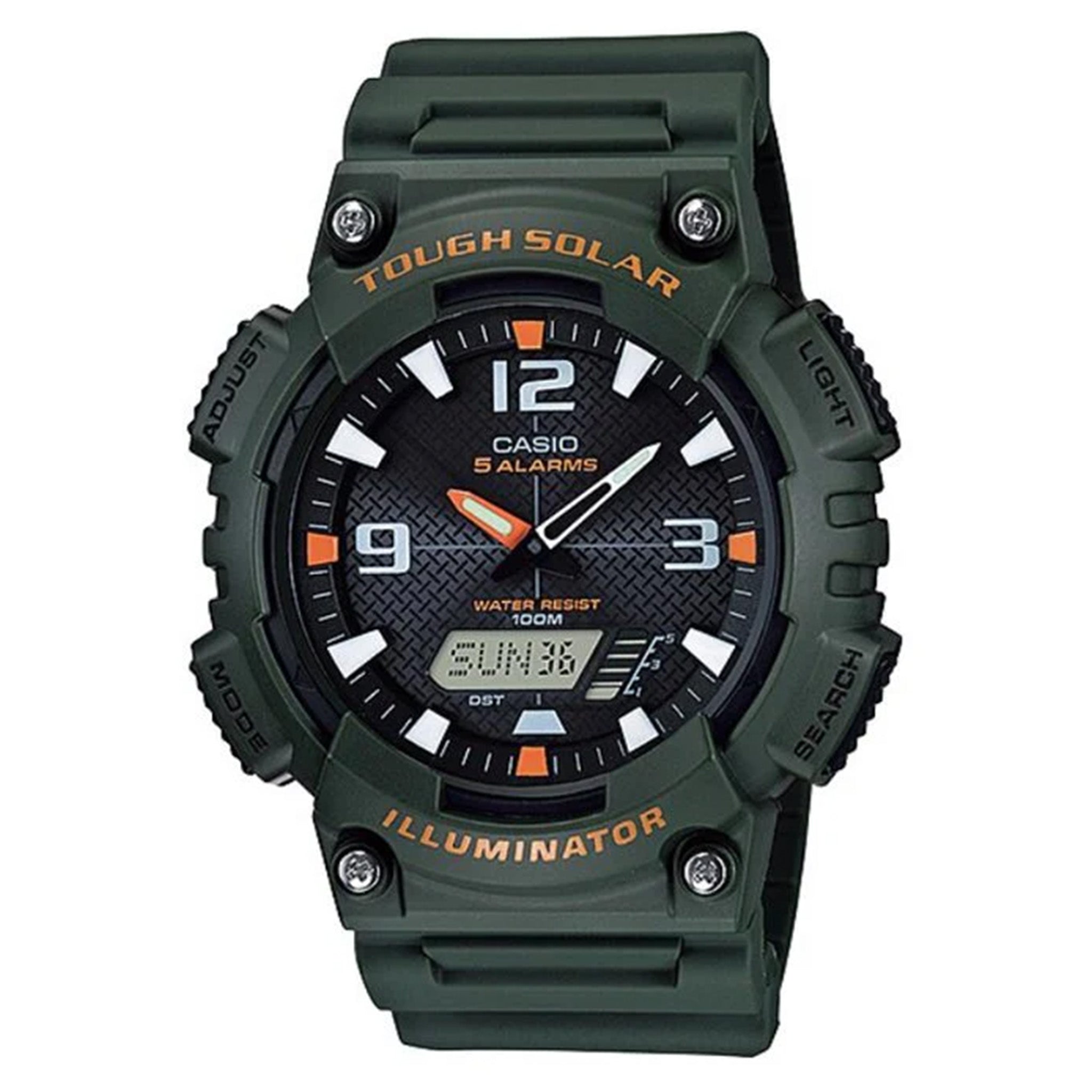 Casio Army Green Resin Black Dial Digital-Analogue Men's Solar Watch - AQS810W-3A