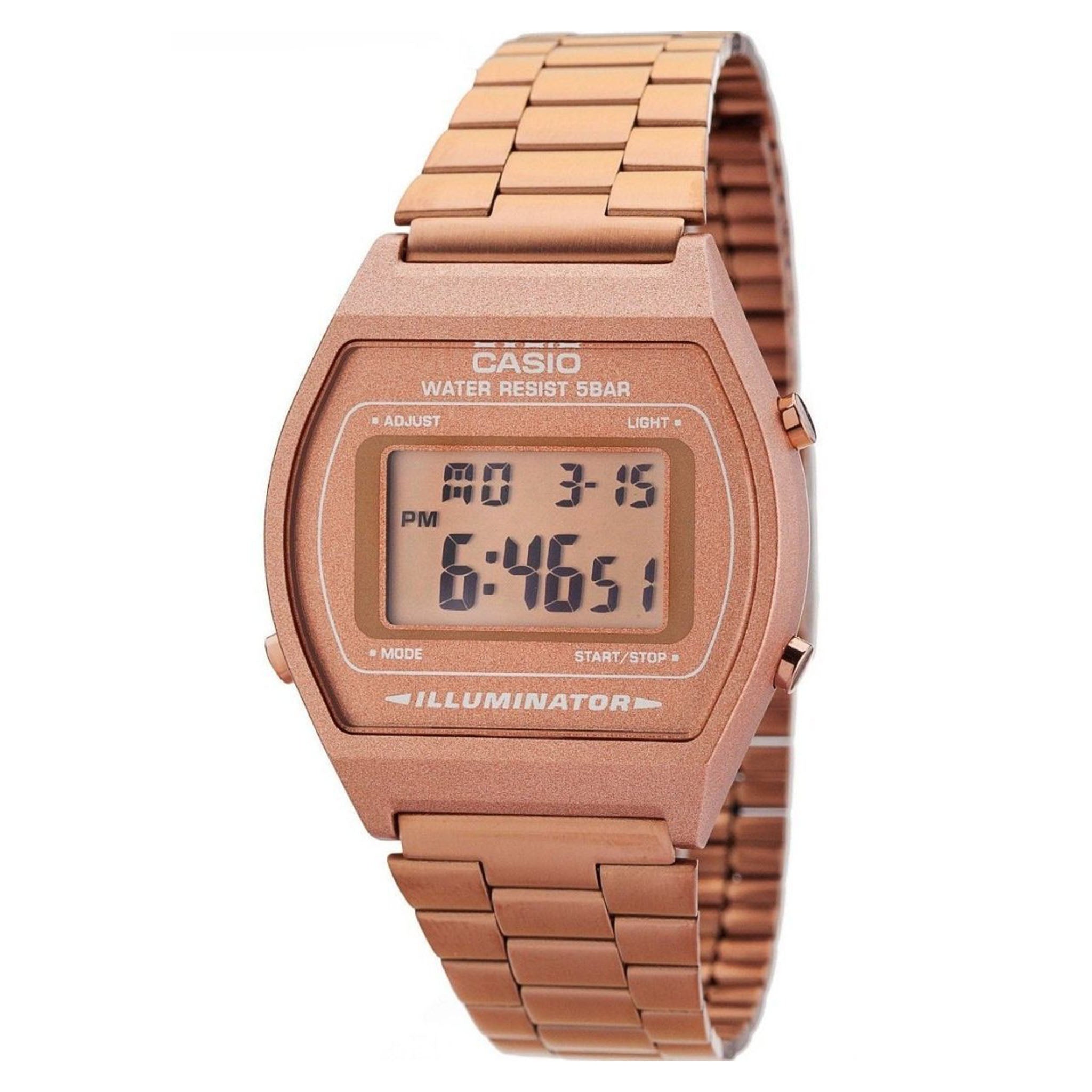 Casio Classic Rose Gold Steel Digital Unisex Watch - B640WC-5A - Image 3