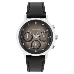 Calvin Klein Black Leather Sepia Dial Multi-function Men's Watch - 25200496