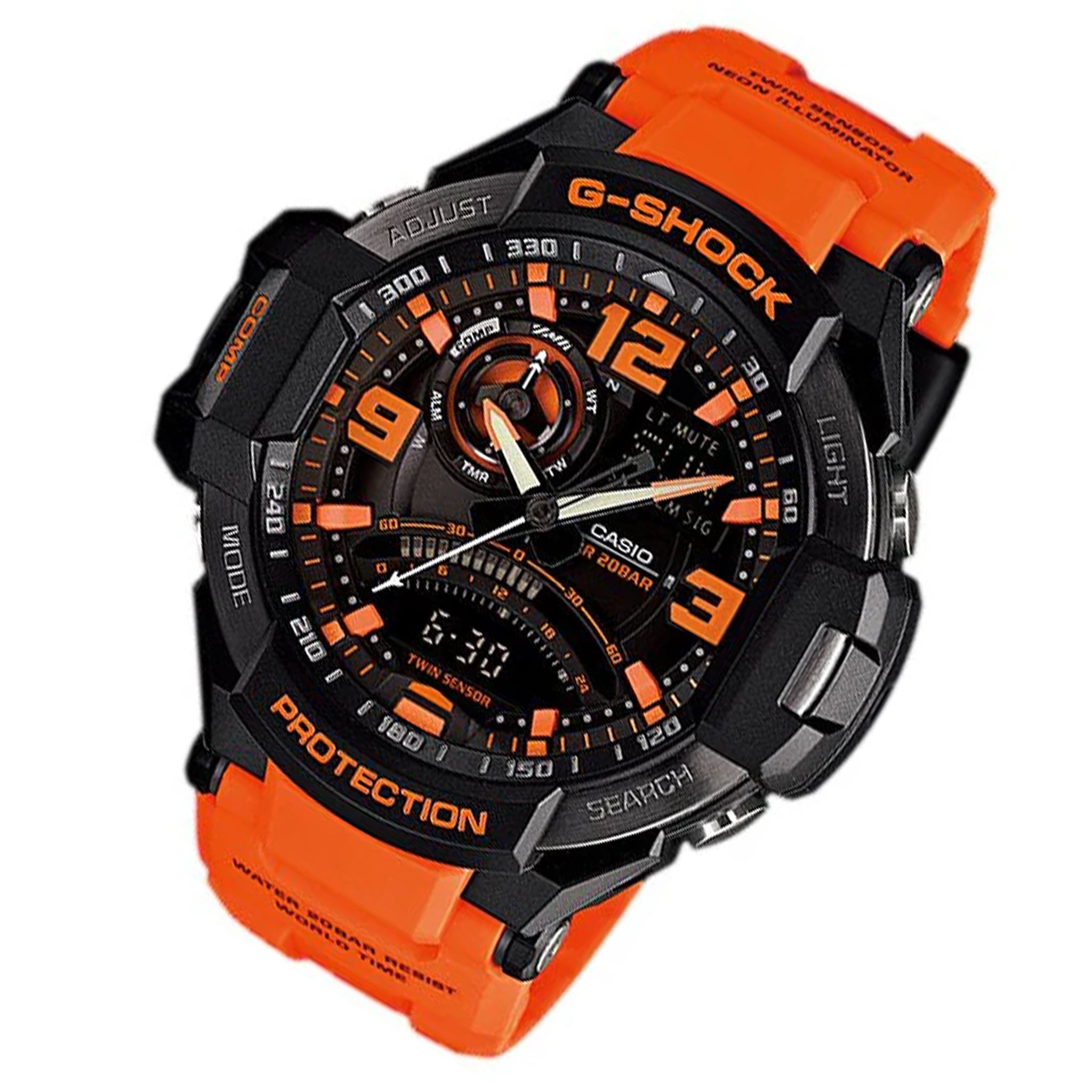 Casio G-SHOCK Orange Resin Black Dial Analogue-Digital Men's Watch - GA1000-4A - Image 2