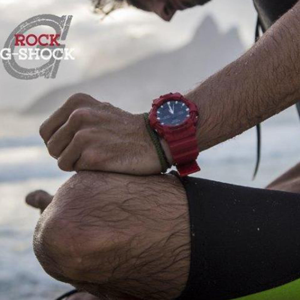 Casio G-SHOCK 55mm Duo Red Resin Black Dial Analogue-Digital Men's Watch - GA100B-4A - Image 6