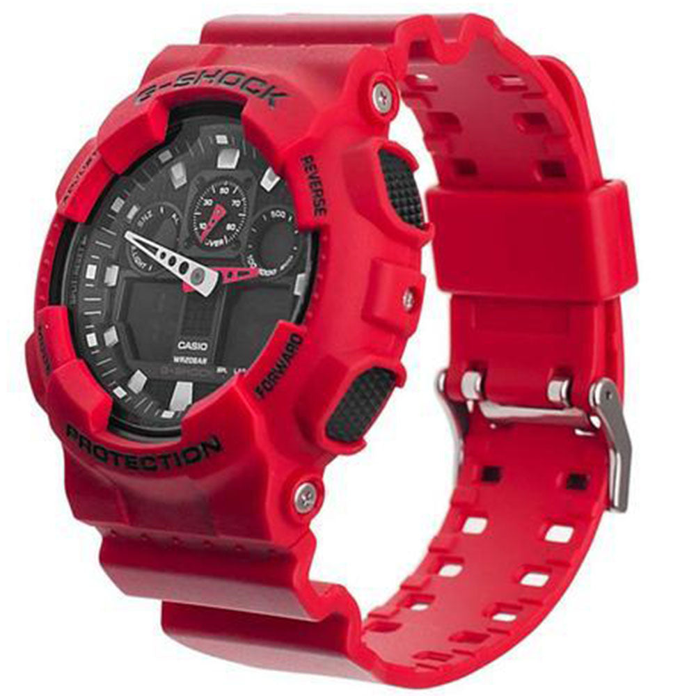 Casio G-SHOCK 55mm Duo Red Resin Black Dial Analogue-Digital Men's Watch - GA100B-4A - Image 3