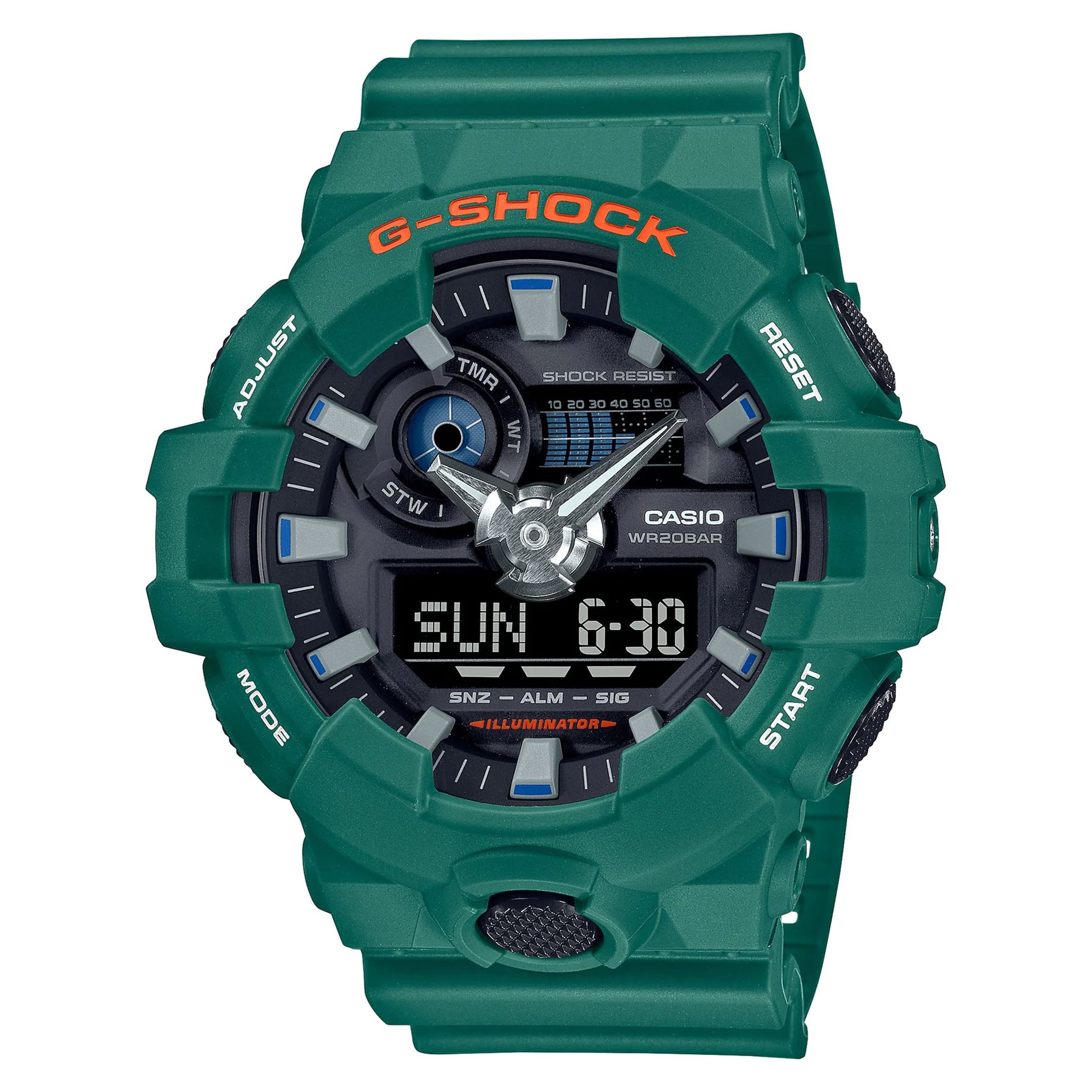 Casio G-SHOCK Green Resin Black Dial Analogue-Digital Men's Watch - GA700SC-3A