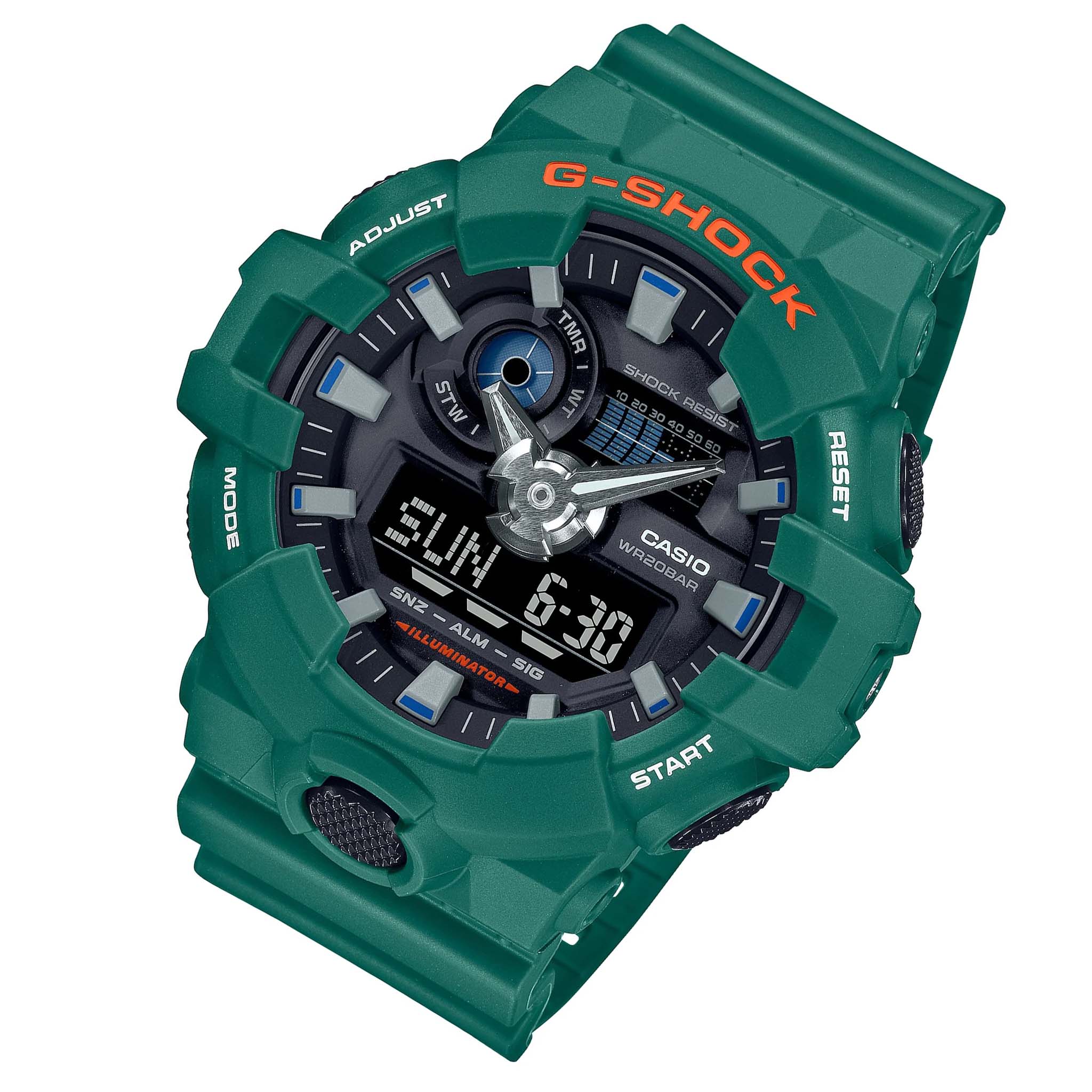 Casio G-SHOCK Green Resin Black Dial Analogue-Digital Men's Watch - GA700SC-3A - Image 2