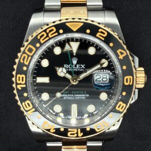 Rolex GMT-Master II Two Tone Yellow Gold Black Dial Green Arrow Hand 116713LN | 2016 | 40mm