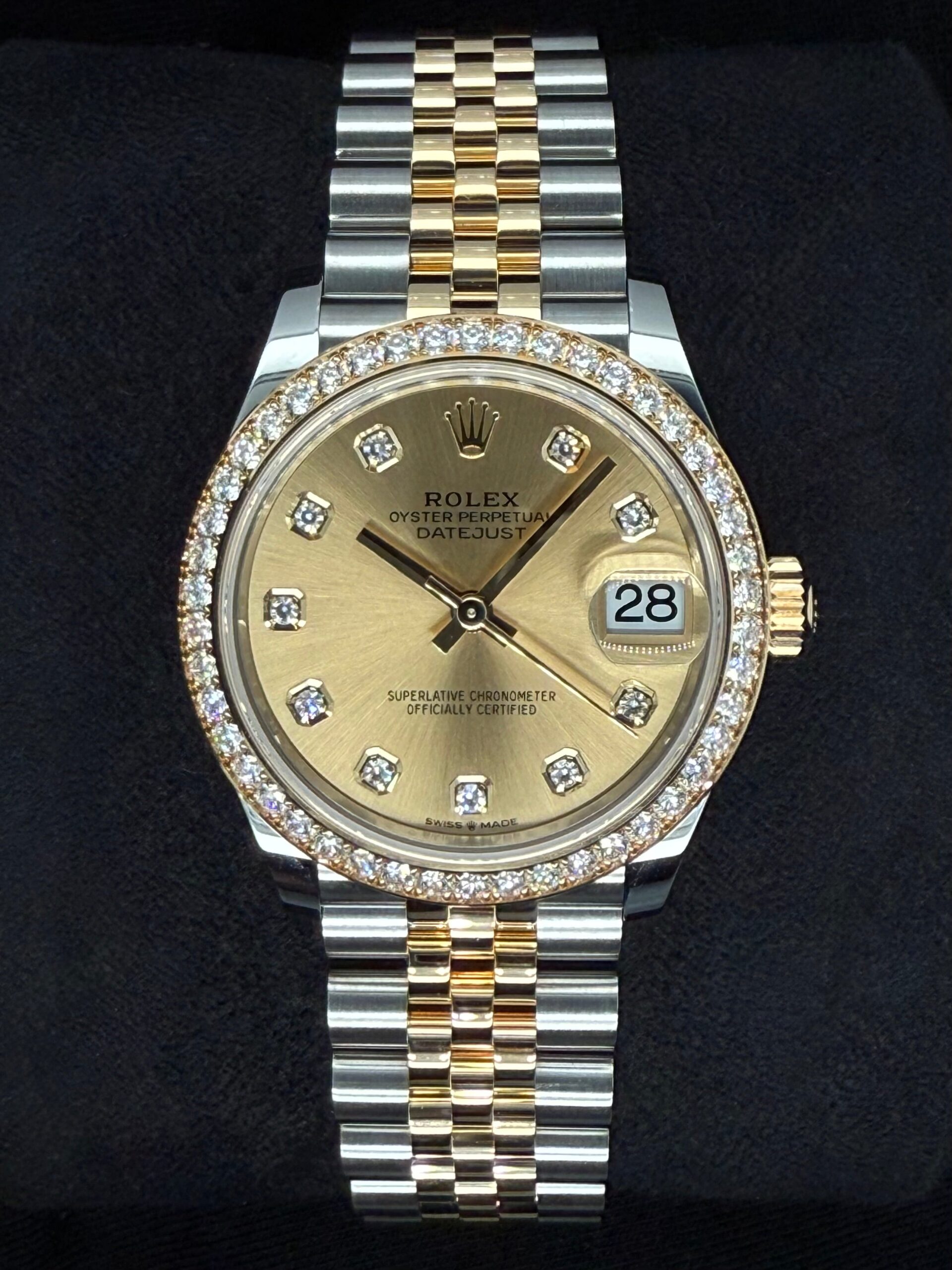 Rolex Datejust 31 Two Tone Yellow Gold Champagne Diamond Dial with Factory-Set Diamond Bezel 278383RBR | 2025 | 31mm