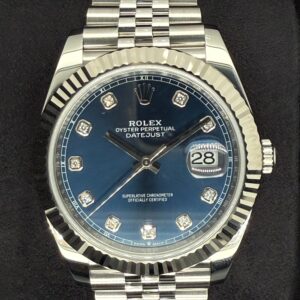 Rolex Datejust 41 Blue with Diamonds Dial Fluted Bezel Steel Jubilee 126334 | 2021 | 41mm