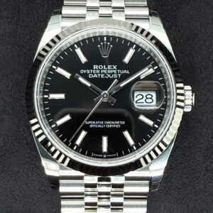Rolex Datejust 36 Black 'Sticks' Dial Fluted Jubilee 126234 | 2025 | 36mm