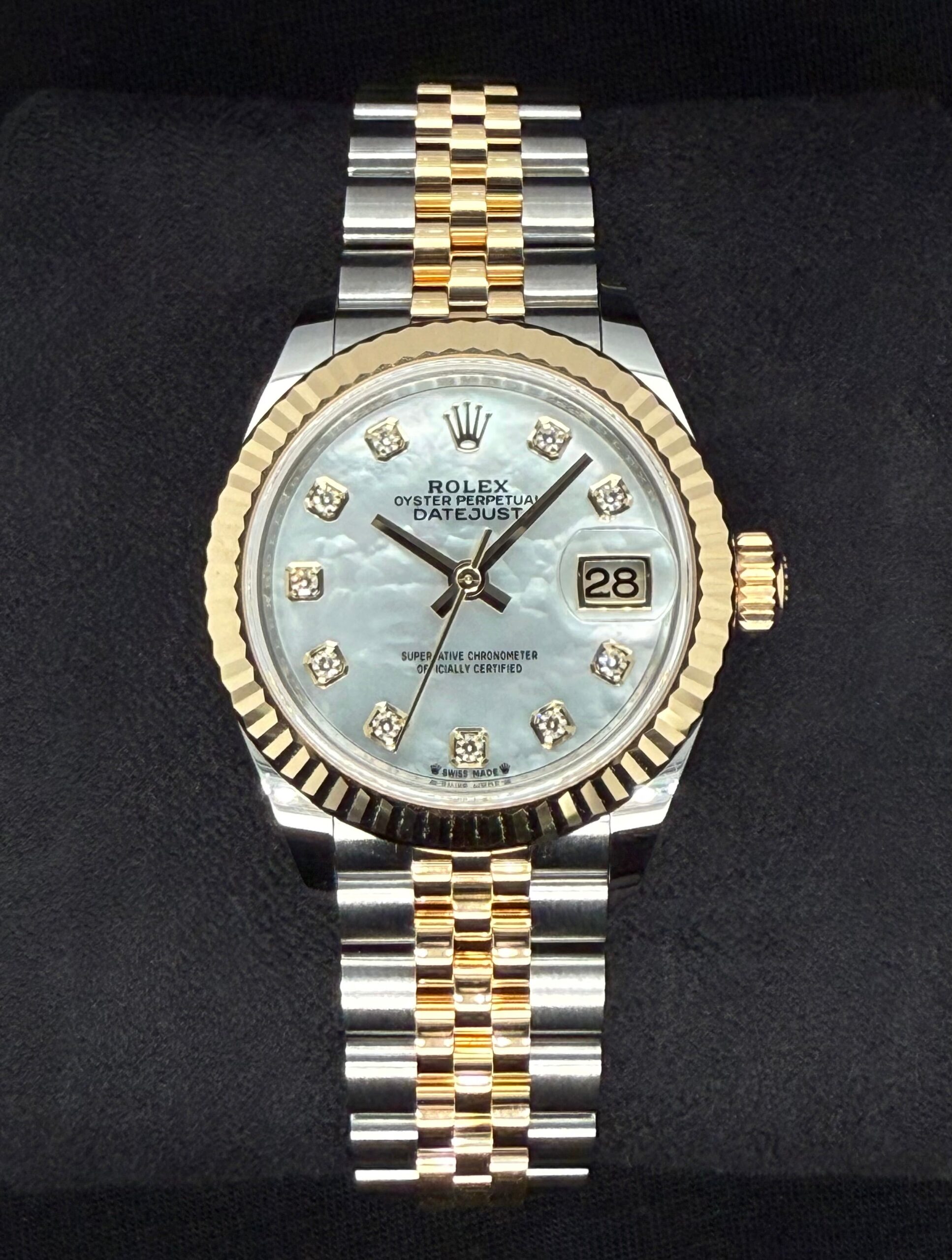 Rolex Datejust 28 Two Tone Yellow Gold Mother of Pearl Diamond Dial 279173 | 2025 | 28mm