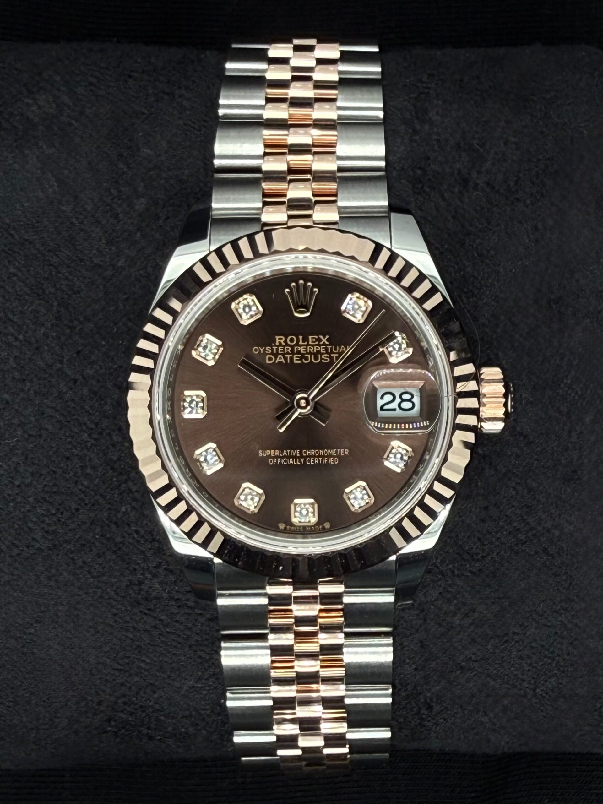 Rolex Datejust 28 Chocolate Diamond Dial Jubilee Two Tone Rose Gold 279171 | 2025 | 28mm