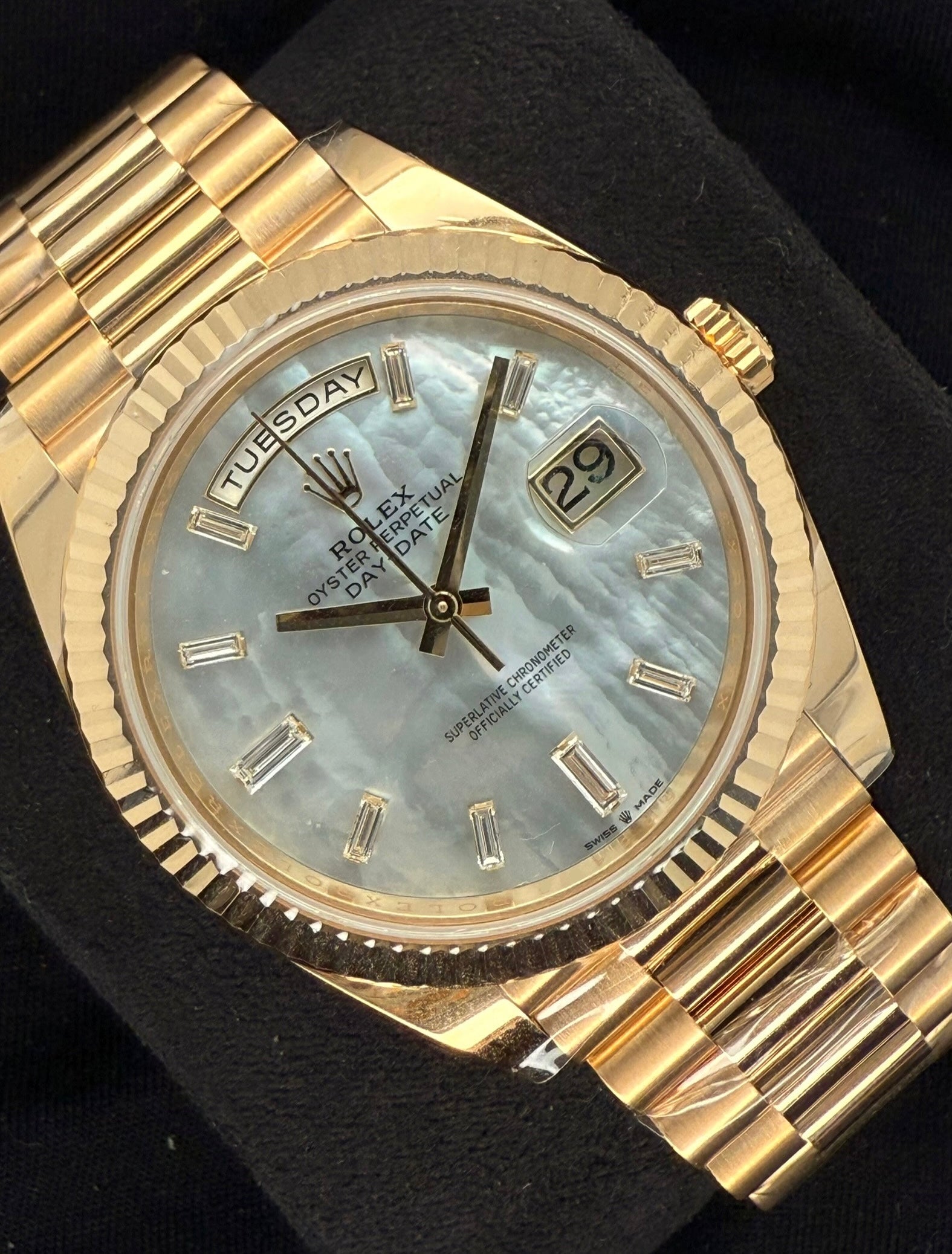 Rolex Day-Date 40 Yellow Gold Mother of Pearl ‘MOP’ Baguette Diamond Dial 228238 | 2025 | 40mm - Image 2