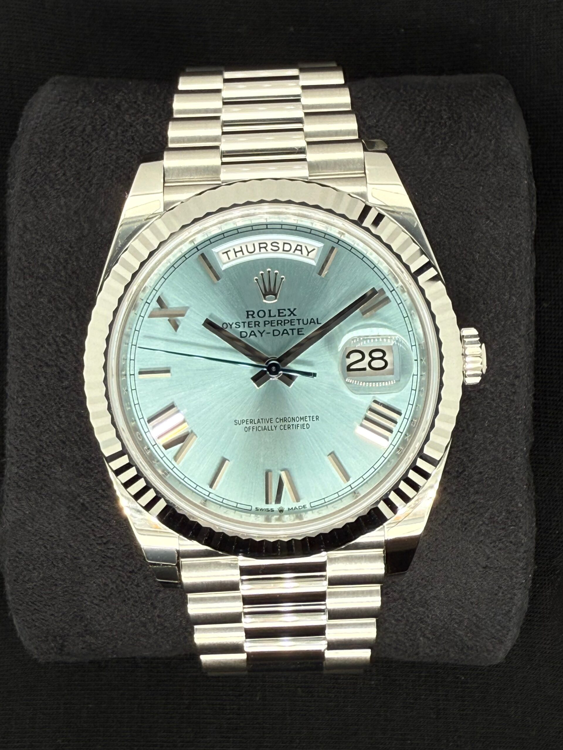 Rolex Day-Date 40 Platinum Ice Blue Roman Dial 228236 | 2024 | 40mm