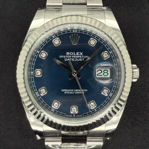 Rolex Datejust 41 Blue with Diamonds Dial Fluted Bezel Oystersteel 126334 | 2024 | 41mm