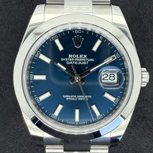 Rolex Datejust 41 Blue 'Sticks' Smooth Bezel Oystersteel 126300 | 2023 | 41mm