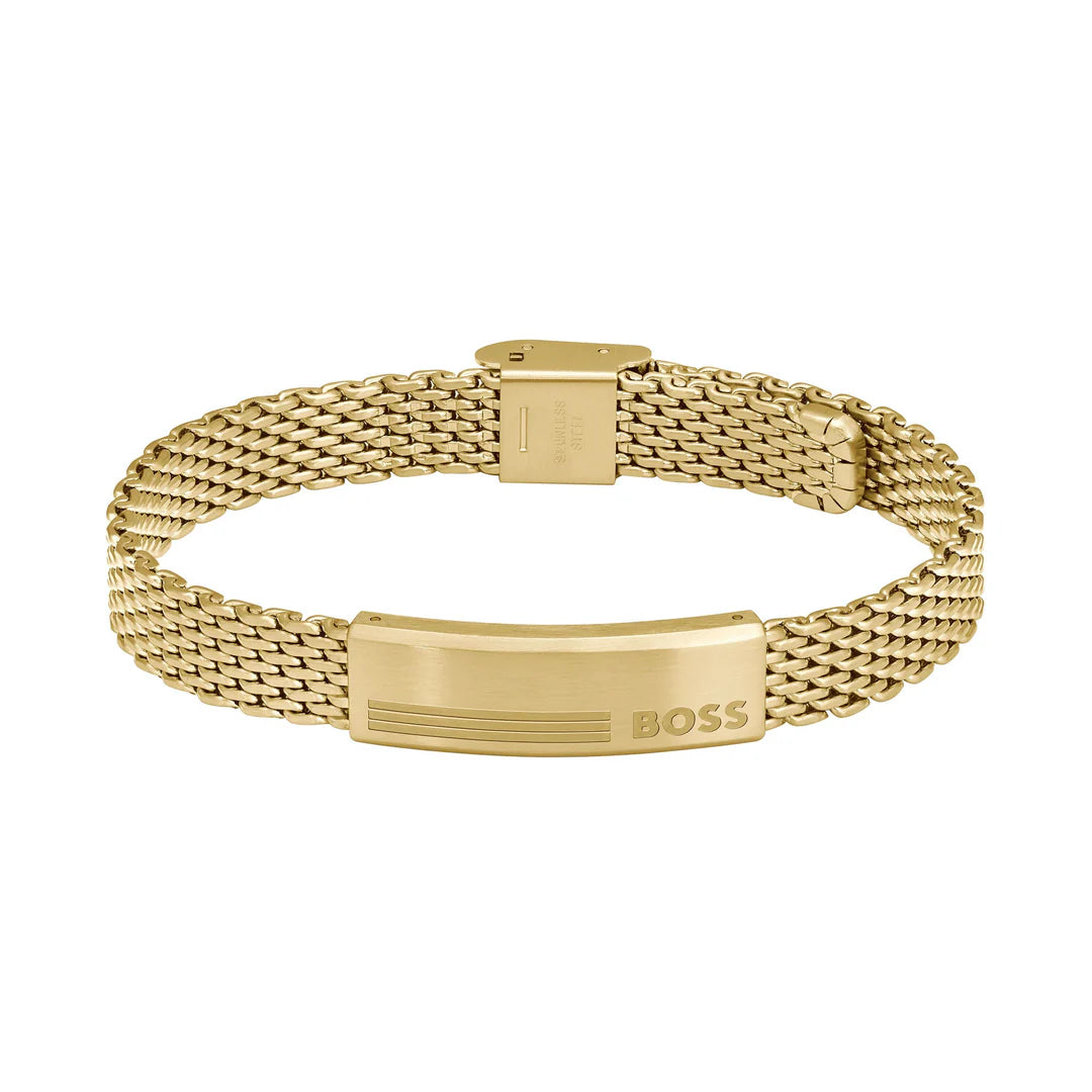Hugo Boss Jewellery Gold Steel Men's Mesh Chain Bracelet - 1580610 - Image 2