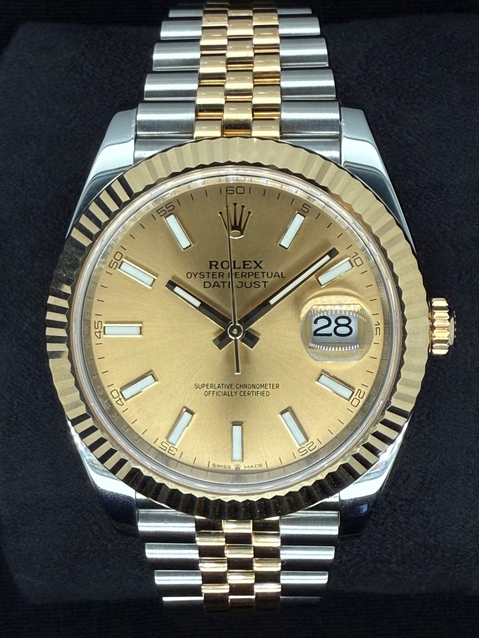 Rolex Datejust 41 Two Tone Yellow Gold Champagne ‘Sticks’ Dial 126333 | 2024 | 41mm