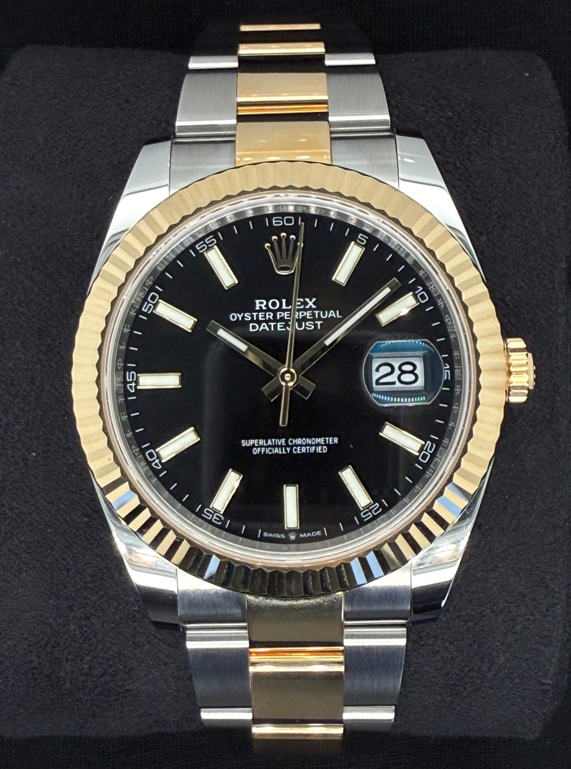 Rolex Datejust 41 Two Tone Yellow Gold with Black 'Sticks' Dial 126333 | 2022 | 41mm