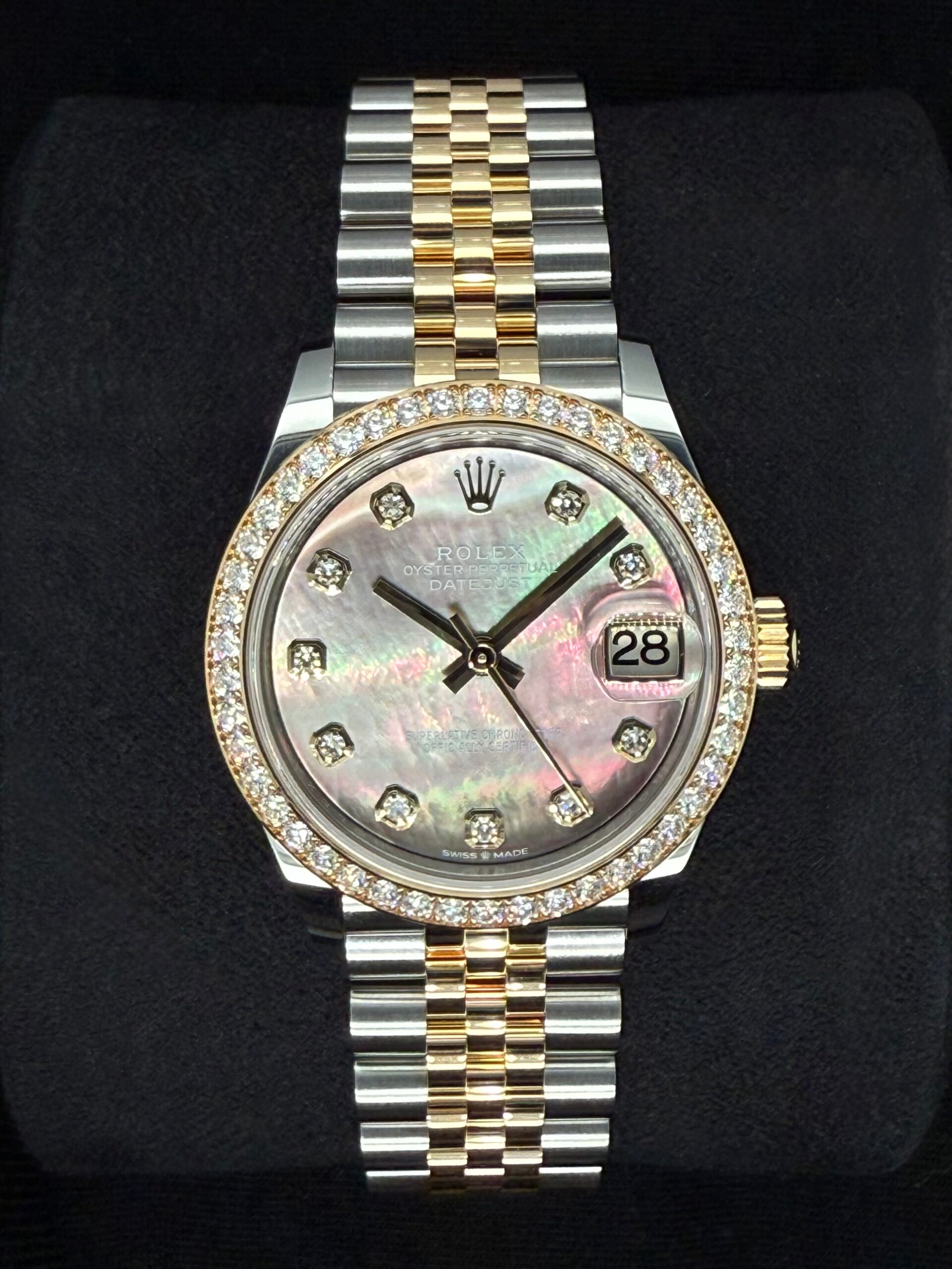Rolex Datejust 31 "MOP" Black Mother of Pearl Dial with Factory-Set Diamond Bezel 278383RBR | 2025 | 31mm
