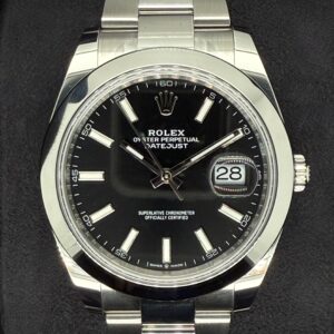 Rolex Datejust 41 Black 'Sticks' Oystersteel Smooth 126300 | 2023 | 41mm