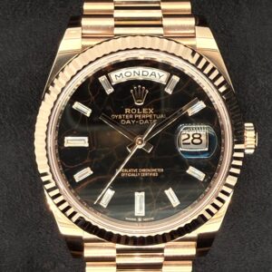 Rolex Day-Date 40 Everose Gold Watch Eisenkiesel Diamond Baguette Dial 228235 | 2025 | 40mm