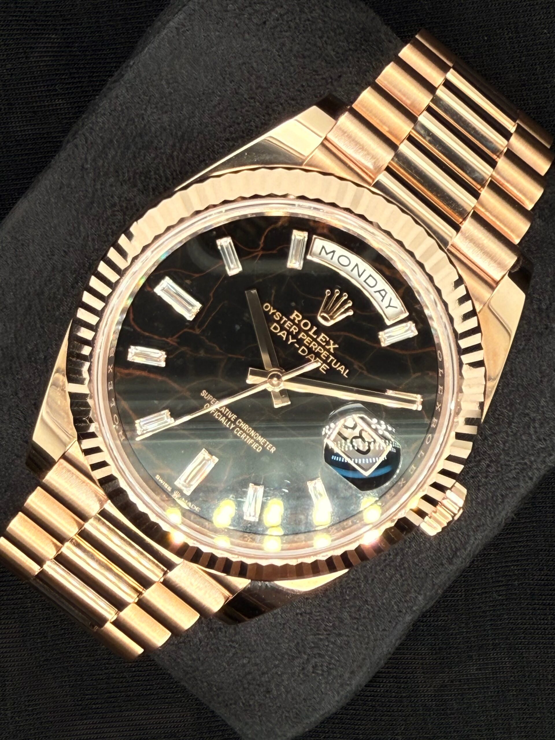 Rolex Day-Date 40 Everose Gold Watch Eisenkiesel Diamond Baguette Dial 228235 | 2025 | 40mm - Image 3