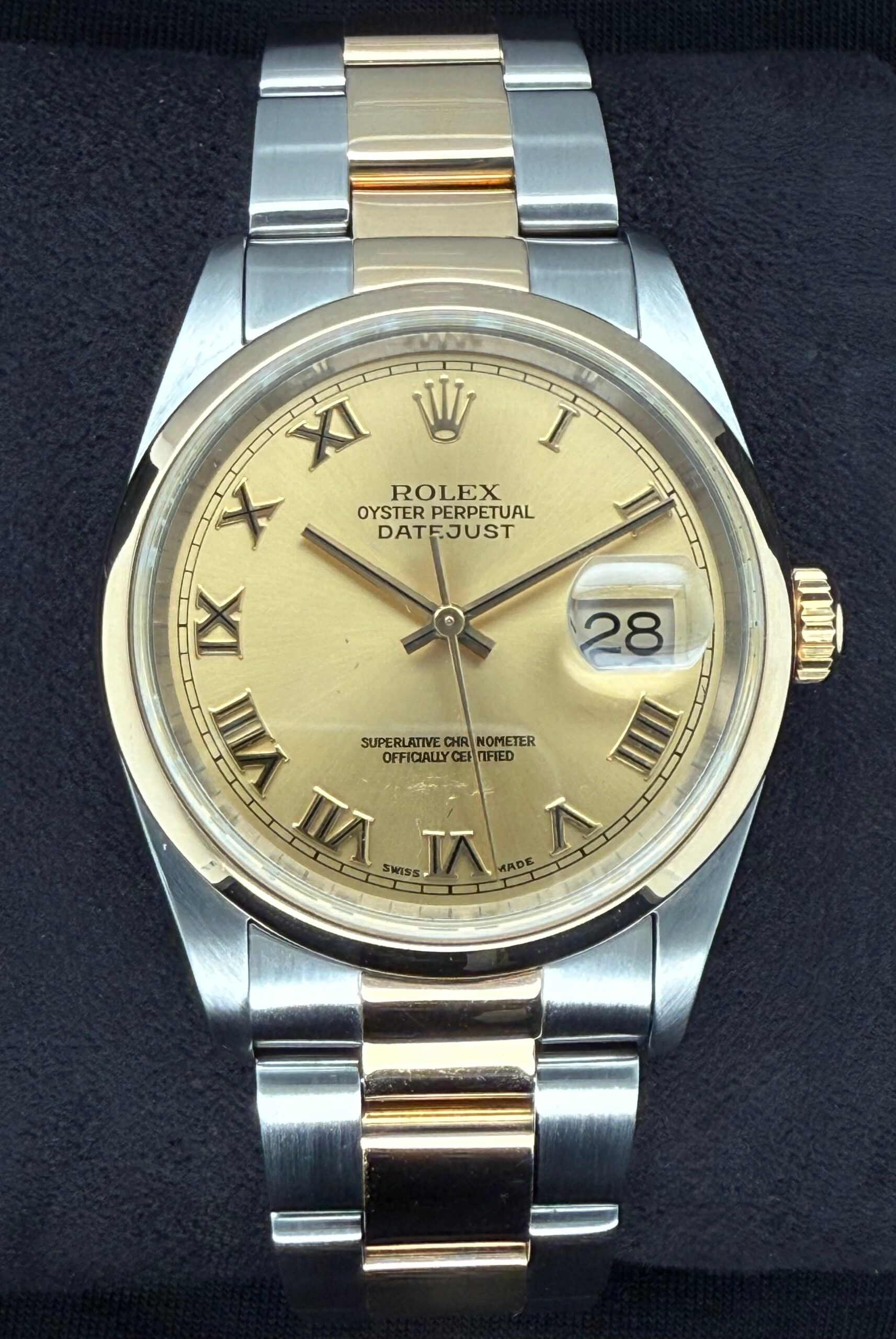Rolex Datejust 36 Two-Tone Yellow Gold Champagne Roman Diamond Dial 16203 | 2004 | 36mm