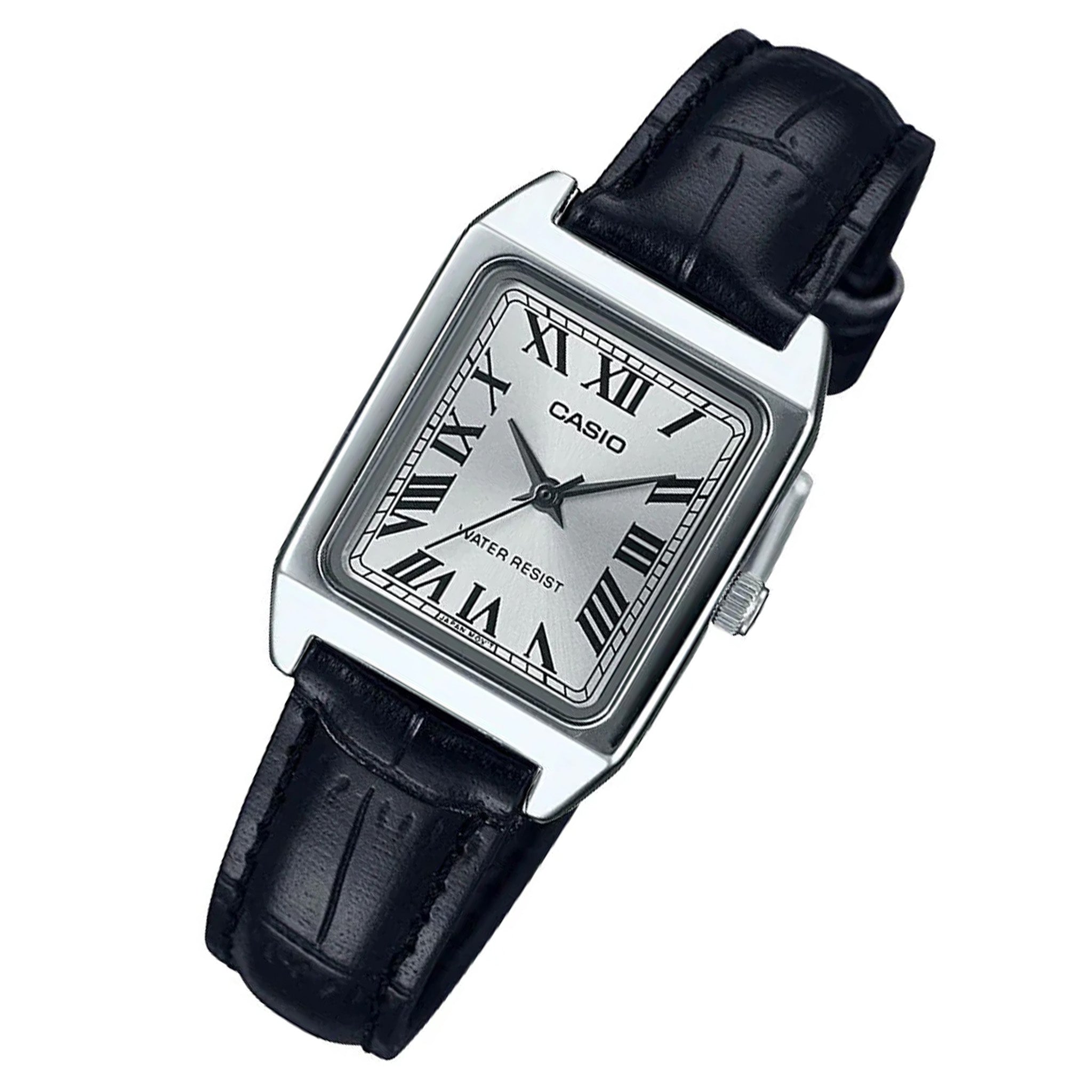 Casio Black Leather Silver White Dial Women's Watch - LTPV007L-7B1 - Image 2