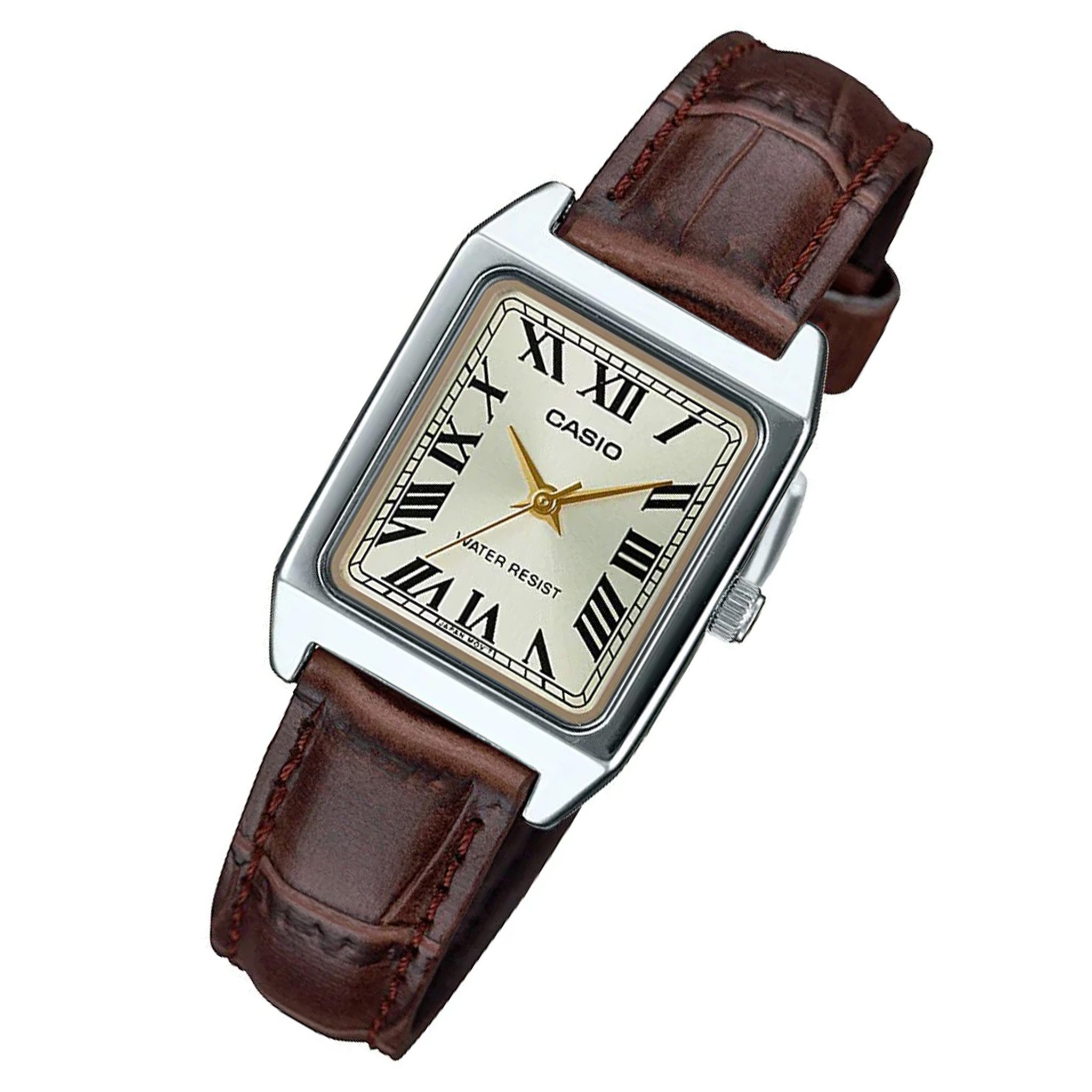 Casio Brown Leather Light Gold Dial Women's Watch - LTPV007L-7B2 - Image 2