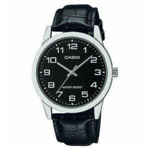 Casio Black Leather Men's Watch - MTPV001L-1B