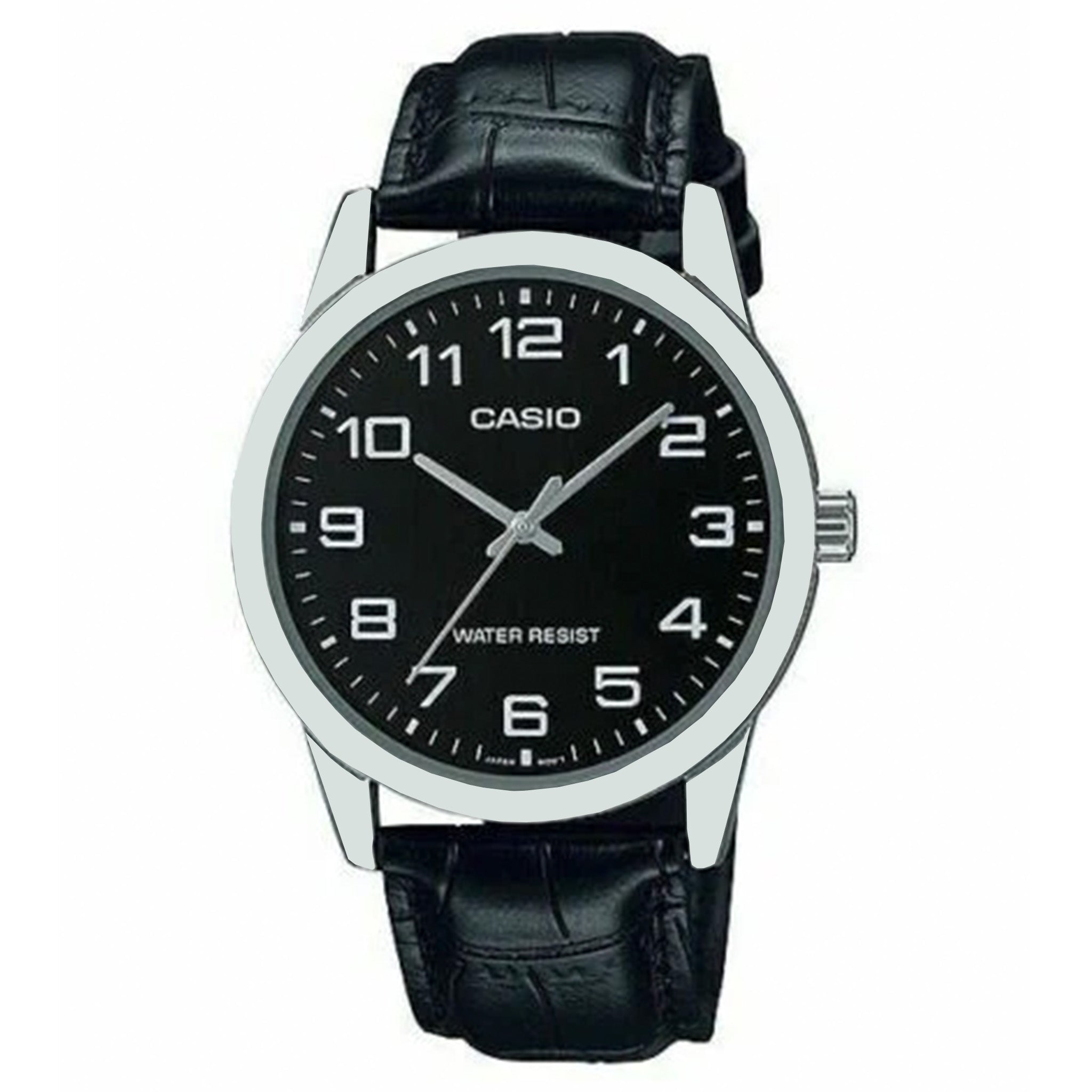 Casio Black Leather Men's Watch - MTPV001L-1B