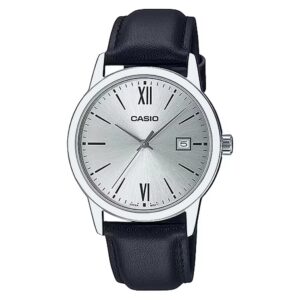 Casio Black Leather Grey Dial Men's Watch - MTPV002L-7B3