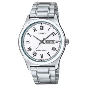 Casio Silver-Tone Steel White Dial Men's Watch - MTPV006D-7B